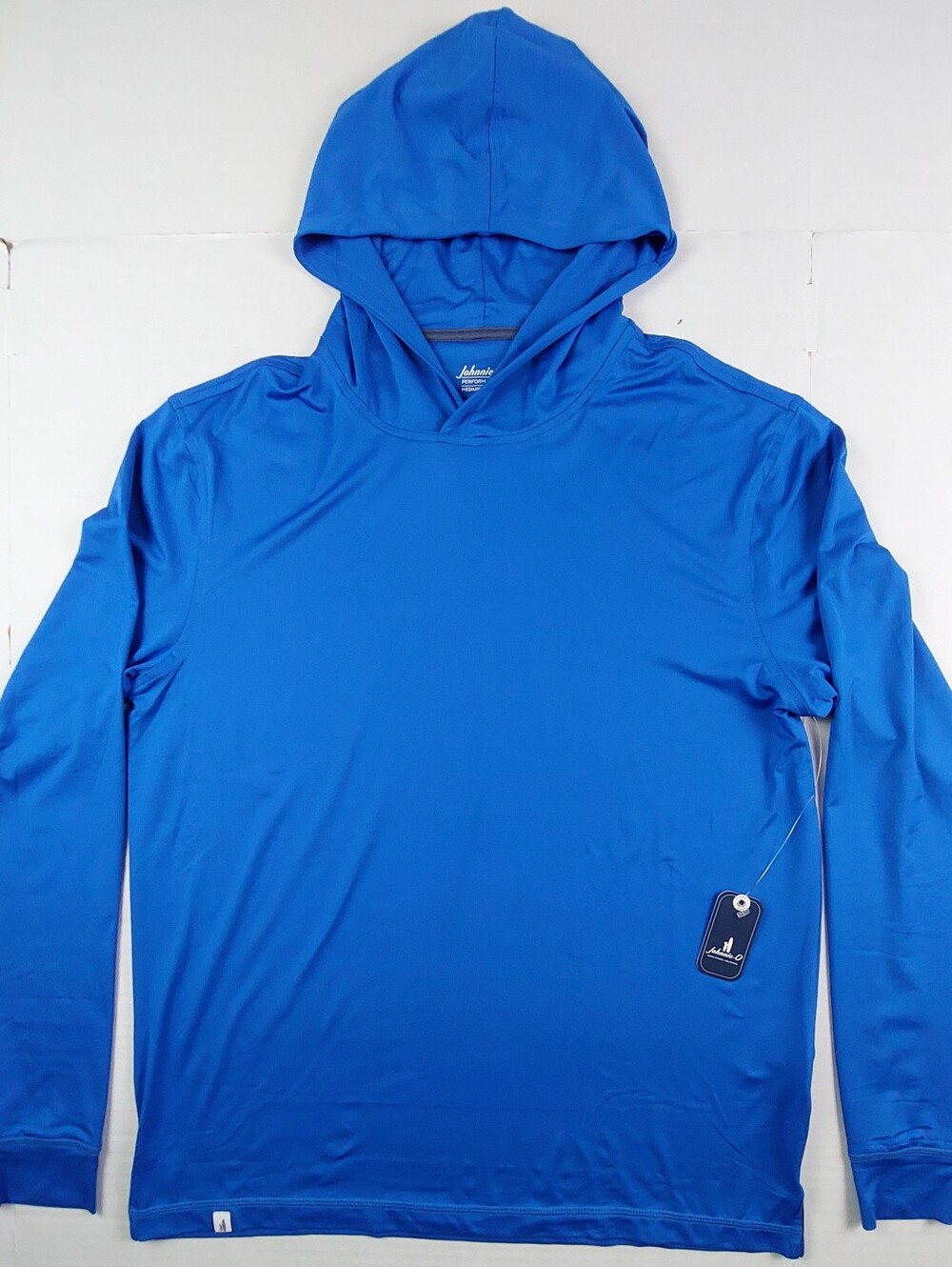 Johnnie-O Performance Hooded Long Sleeve Mens Medium Palisades Blue NWT $118